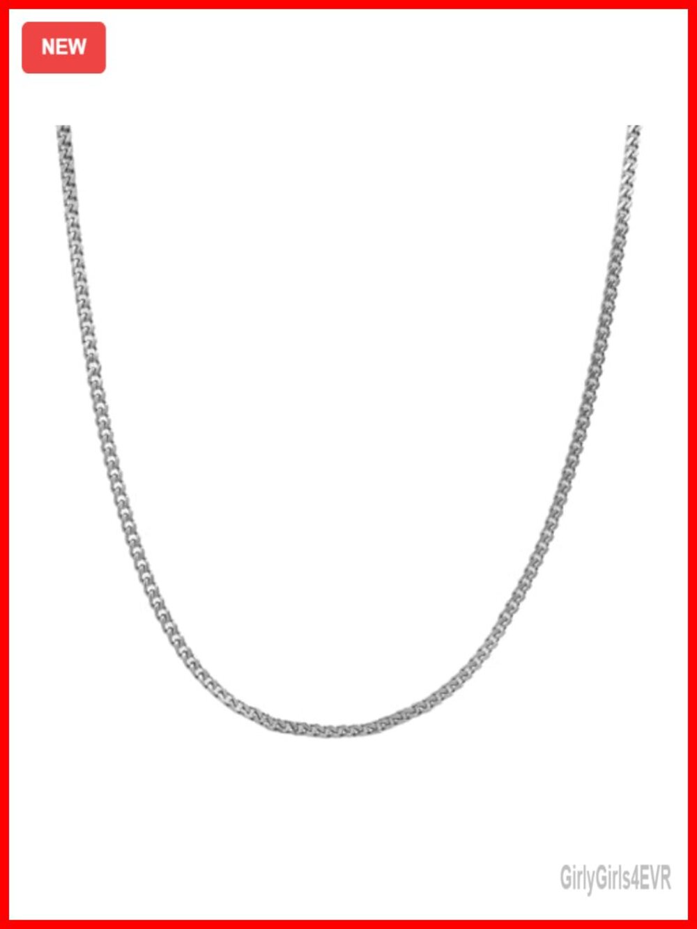 14K White Gold-Plated Cuban Link Chain Necklace 2MM 20"